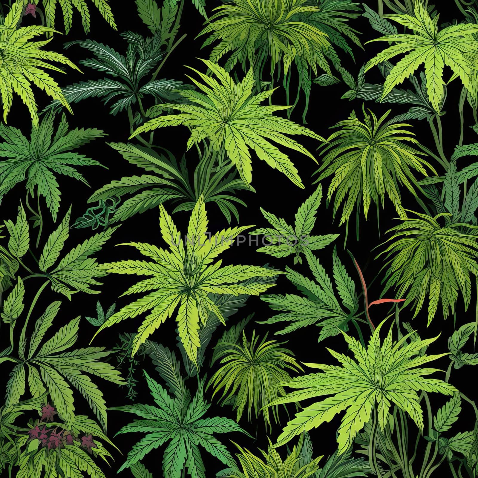 Creative Medical marijuana art seamless pattern. Flower drug. Generate Ai