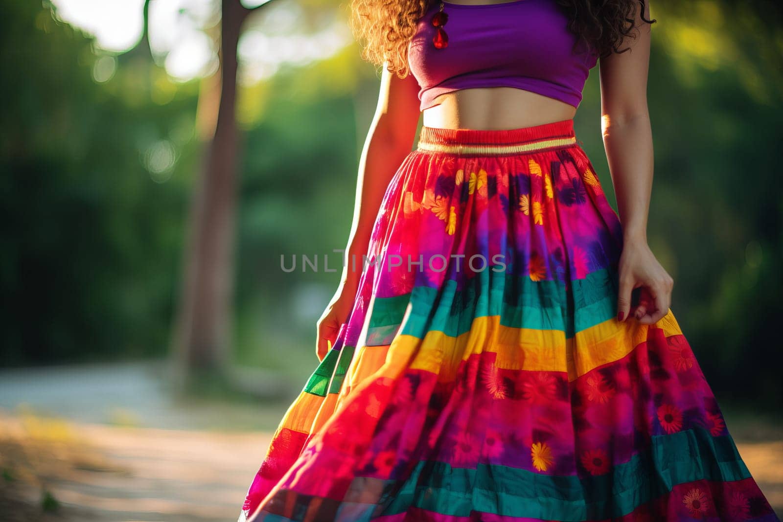 Intricate Mexican colorful skirt. Fashion dress. Generate Ai