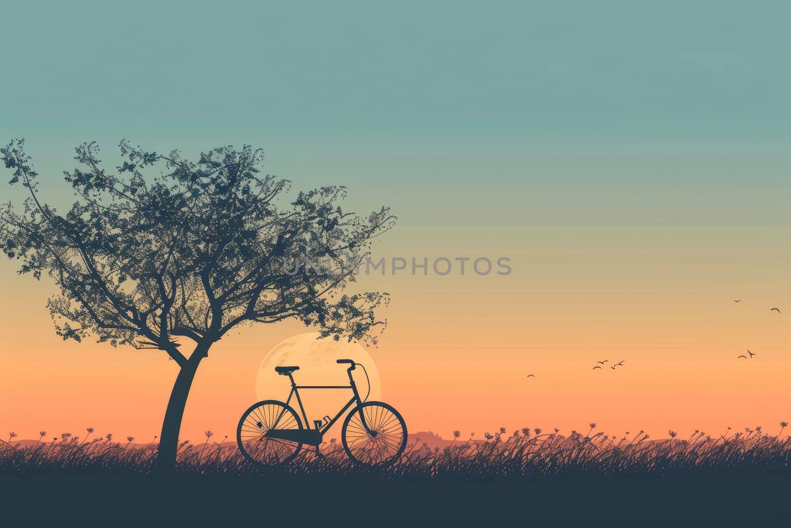 Serene Sunset Bicycle Scene by andreyz
