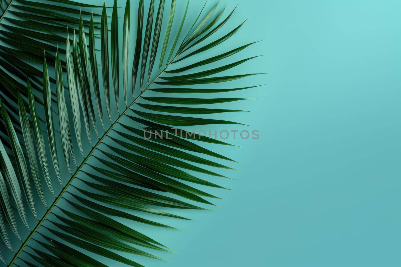 Understated Minimalistic background palm leaf. Fashion summer texture sun leaf. Generate Ai