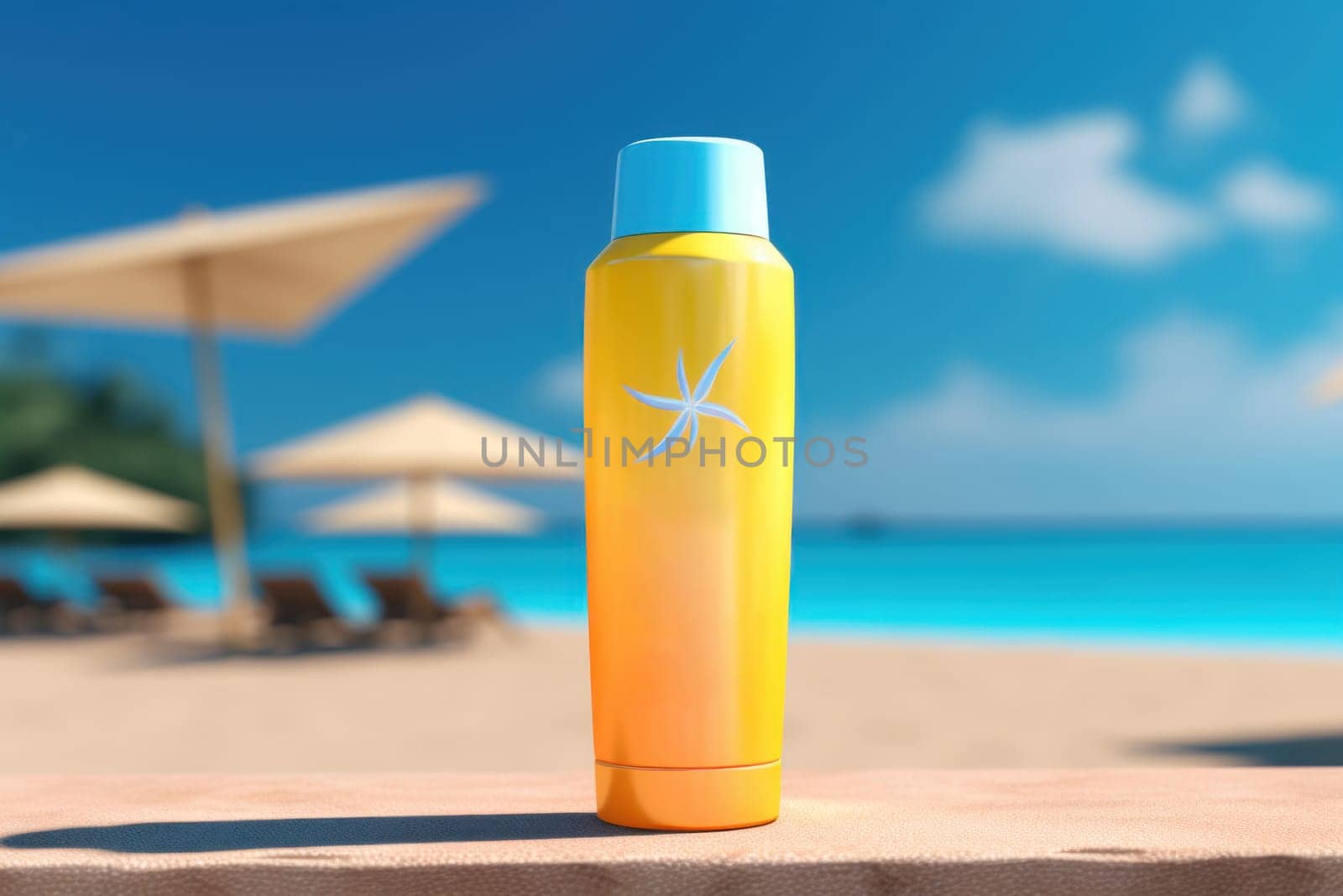 Essential Sunscreen bottle. Cosmetic design health. Generate Ai