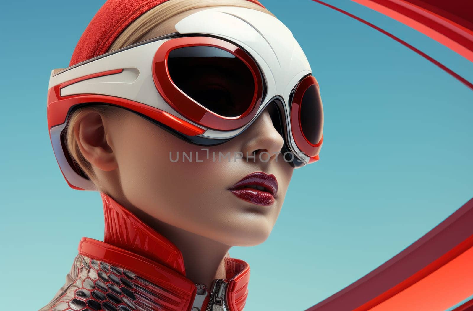 Sophisticated Woman sunglasses model futurism style. Generate Ai by ylivdesign