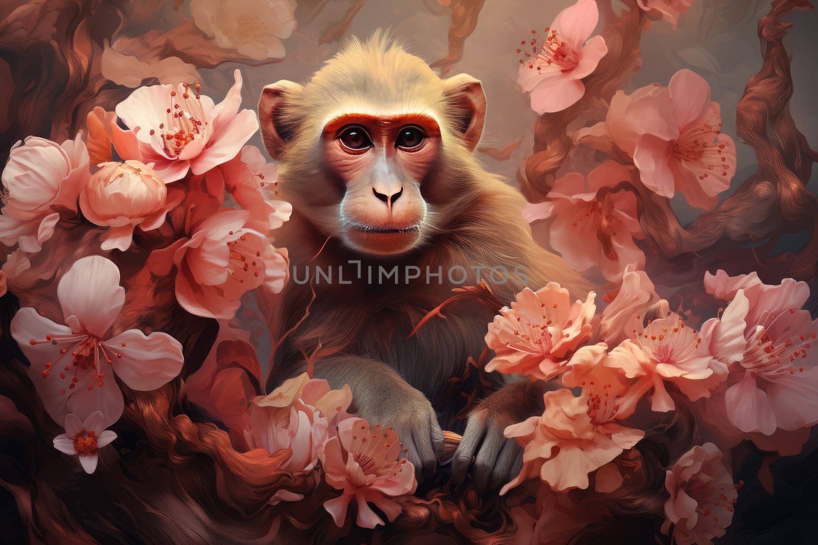 Fragrant Monkey flowers. Colorful wildlife zoo. Generate Ai