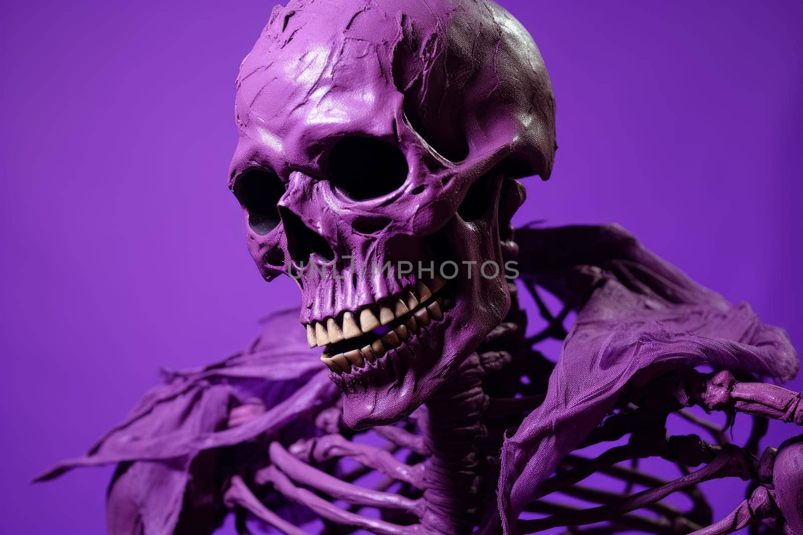 Spooky Monster skeleton purple dark dream. Generate Ai by ylivdesign