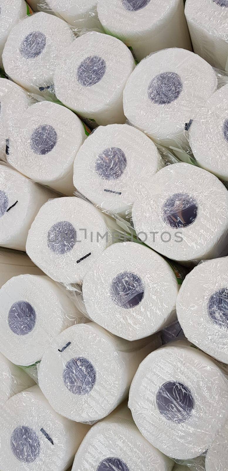 top view of lots of toilet paper rolls. soft hygienic paper. close up by antoksena