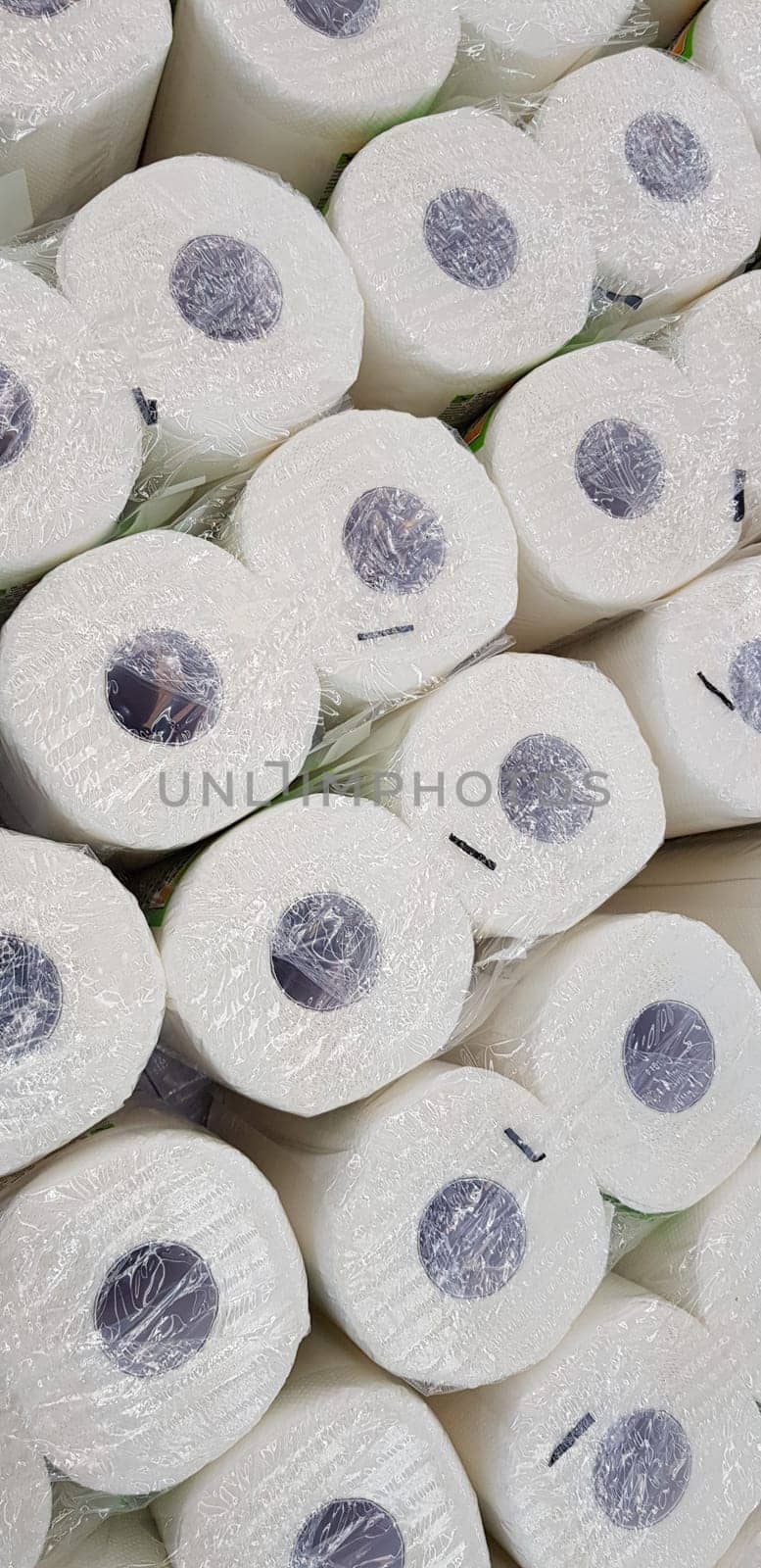 top view of lots of toilet paper rolls. soft hygienic paper. close up by antoksena