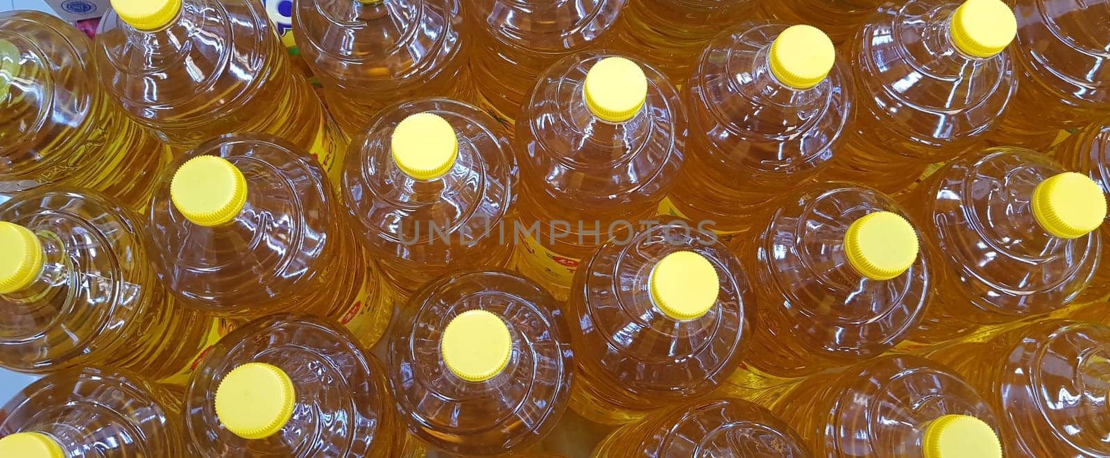 Close up top view of bottled cooking oil to be used for cooking selective focus.