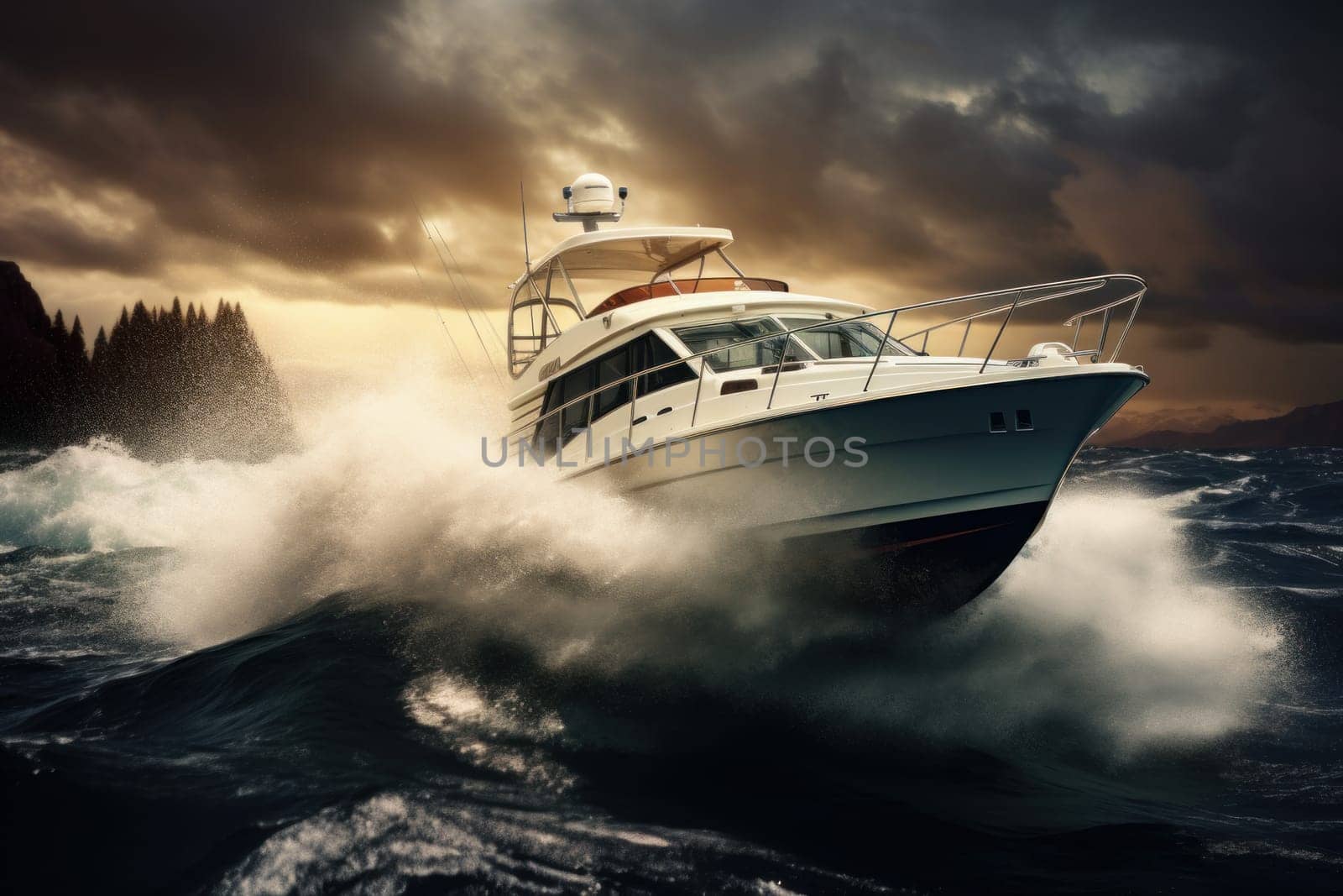 Authoritative Motorboat professional captain. Generate Ai by ylivdesign