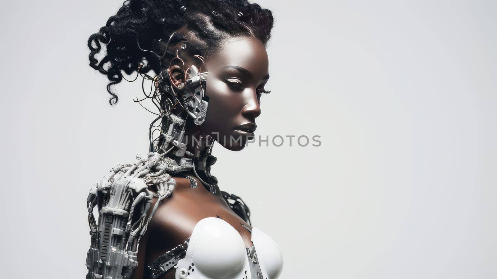 White Robot Cyborg Woman AI by Alla_Yurtayeva