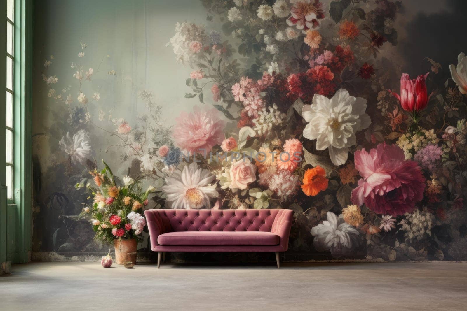 Creative Mural flower paint. Generate Ai by ylivdesign