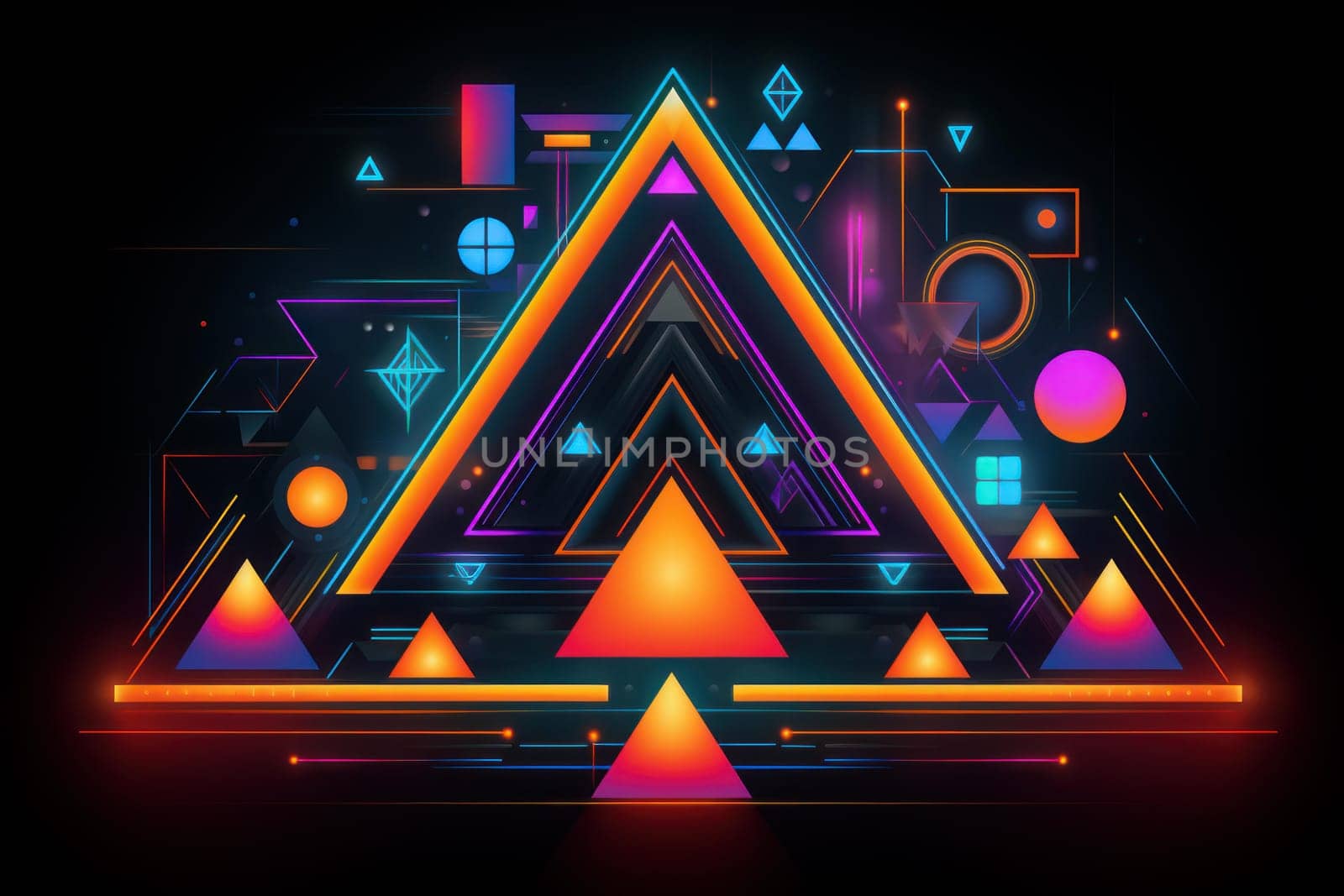 Geometric Abstract neon geometric futuristic. Futuristic prism. Generate Ai