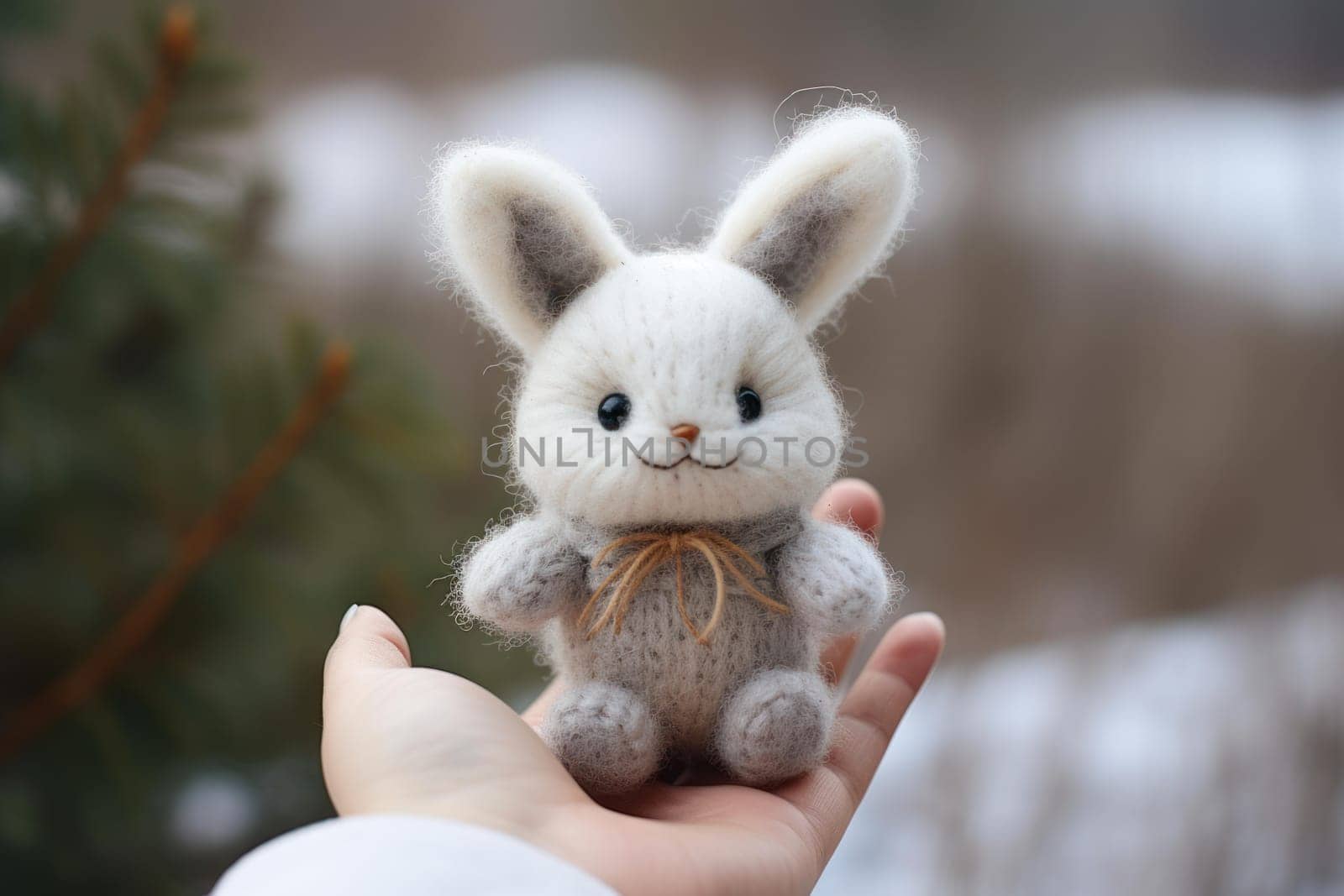 Cuddly Newborn baby toy bunny. Generate Ai by ylivdesign