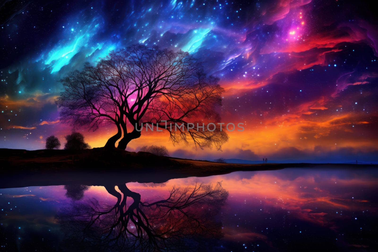 Vibrant Night sky clouds colorful. Generate Ai by ylivdesign