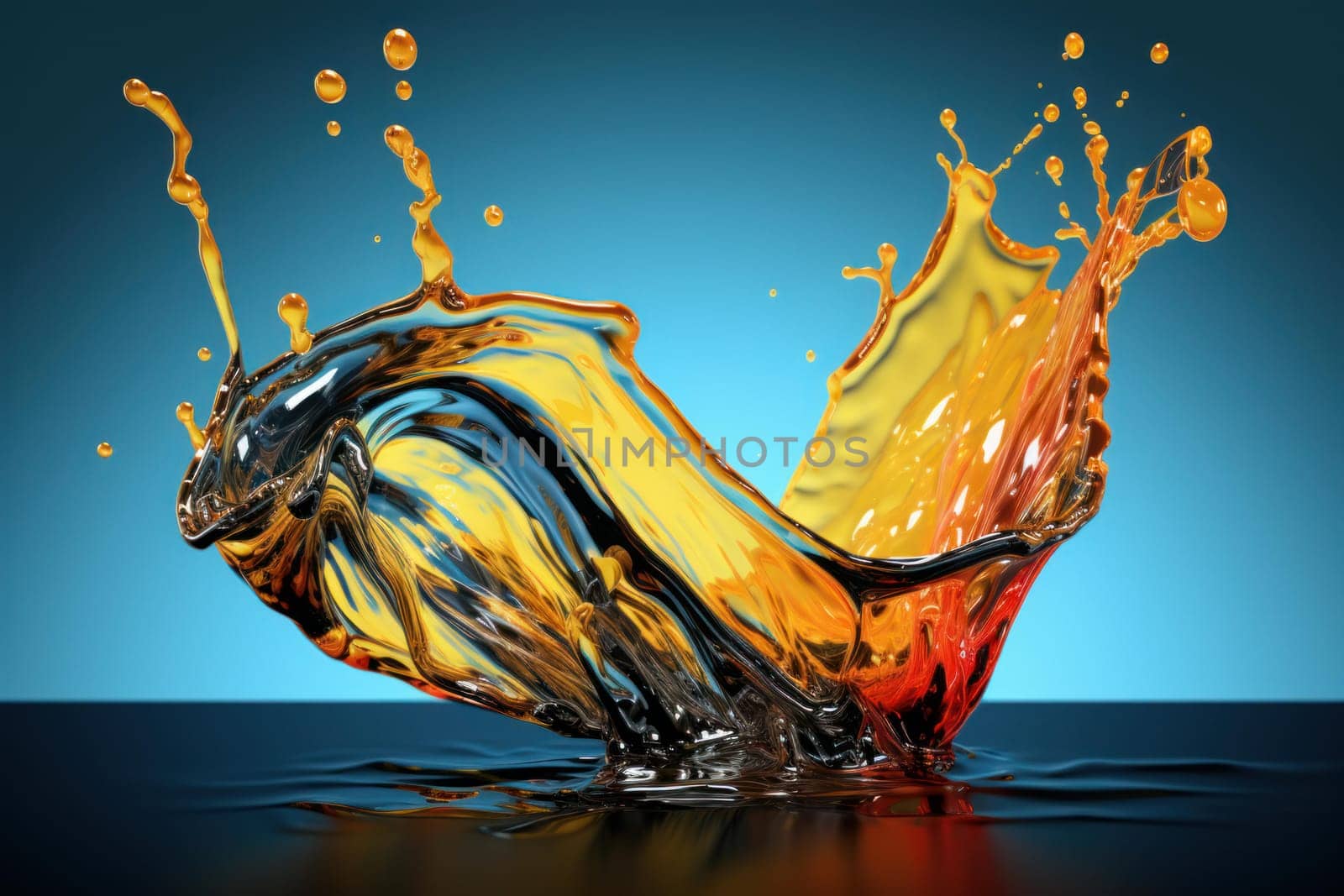 Translucent Oil splash bottle liquid. Generate Ai by ylivdesign