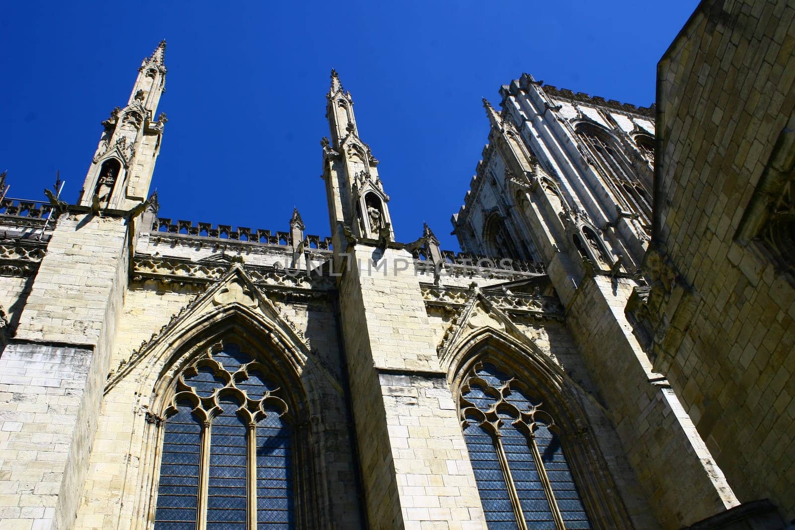 York, England, United Kingdom, 30 May 2009: York Minster, cathedral of York, Scotland, England, one of the largest of its kind in Northern Europe seen from the city walls