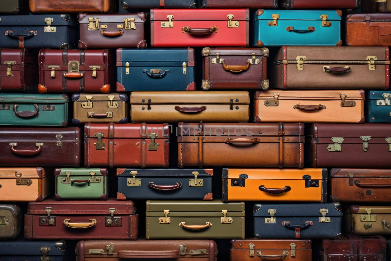 Worn-out Old suitcases. Generate Ai by ylivdesign