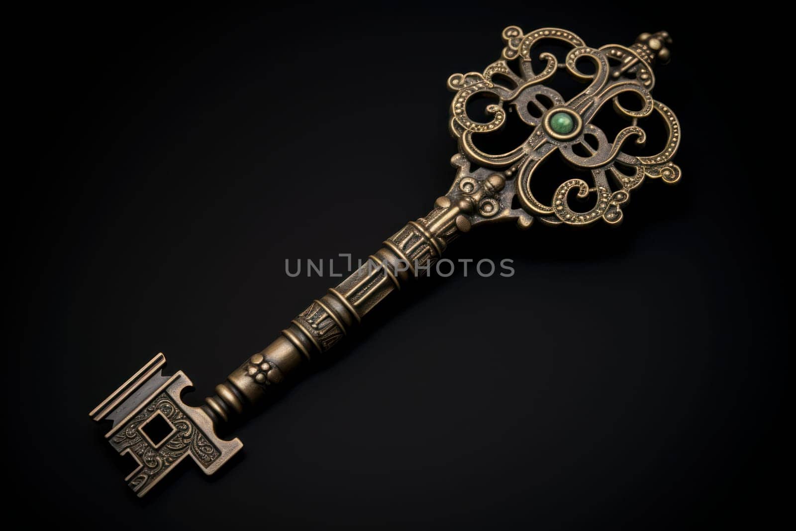 Compelling Ancient magic key. Security metal door. Generate Ai