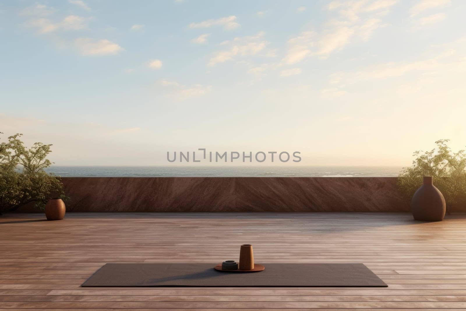 Serene Outdoor yoga mockup background. Body relax. Generate Ai