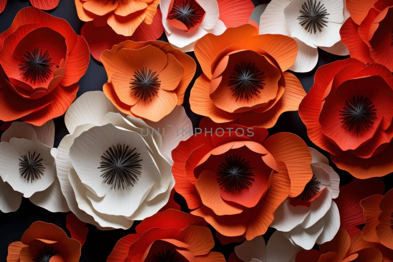 Expressive Paper poppy art. Flower paper design. Generate Ai