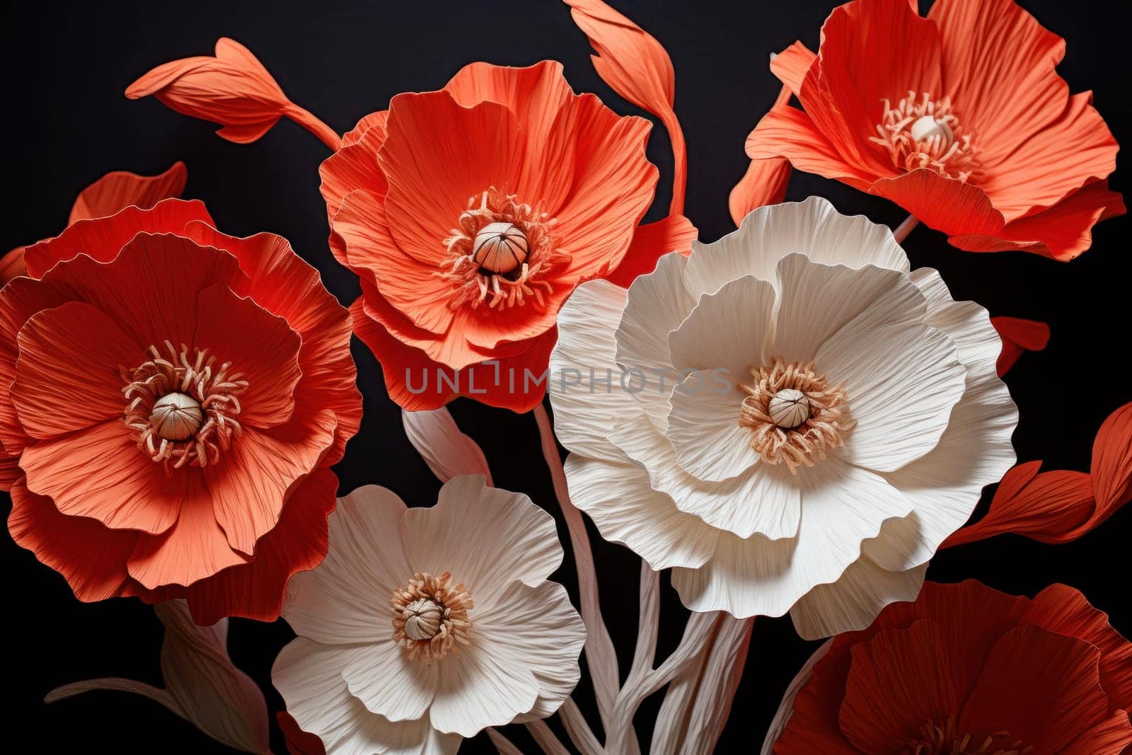Vibrant Paper poppy art closeup. Generate Ai by ylivdesign