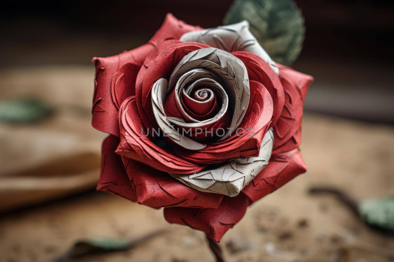 Lightweight Paper rose. Paper top view. Generate Ai