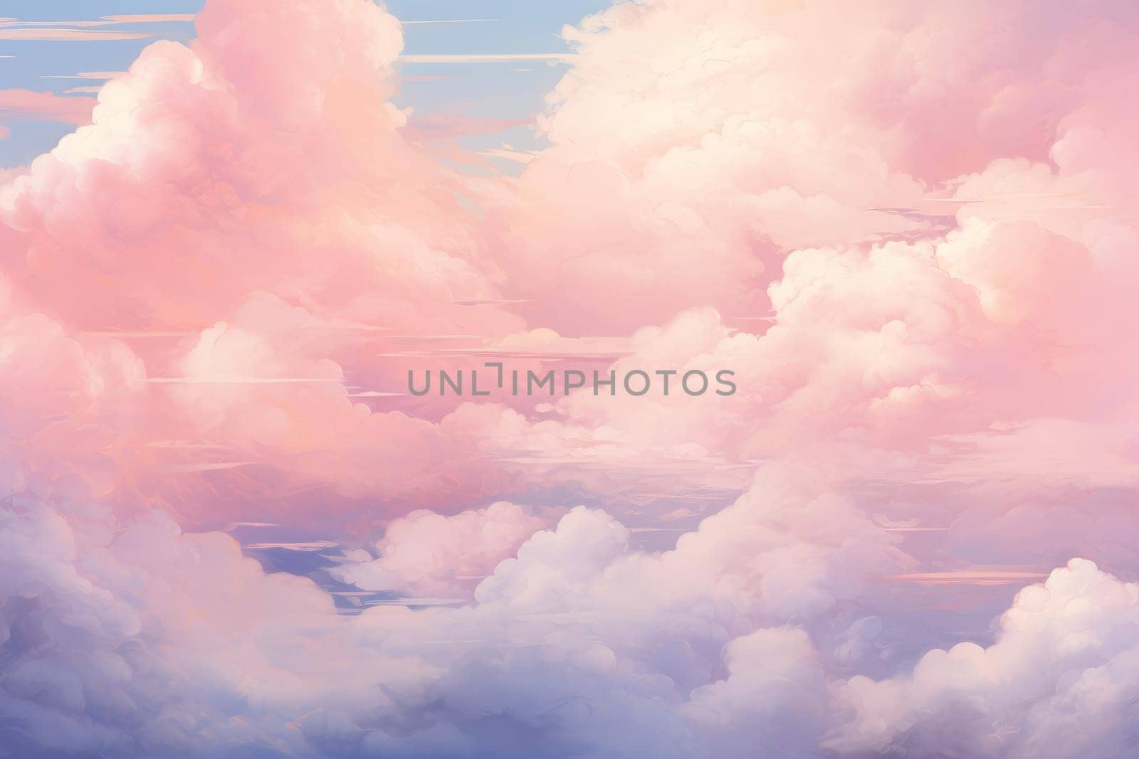 Soft Pink clouds pastel. Sunset nature. Generate Ai