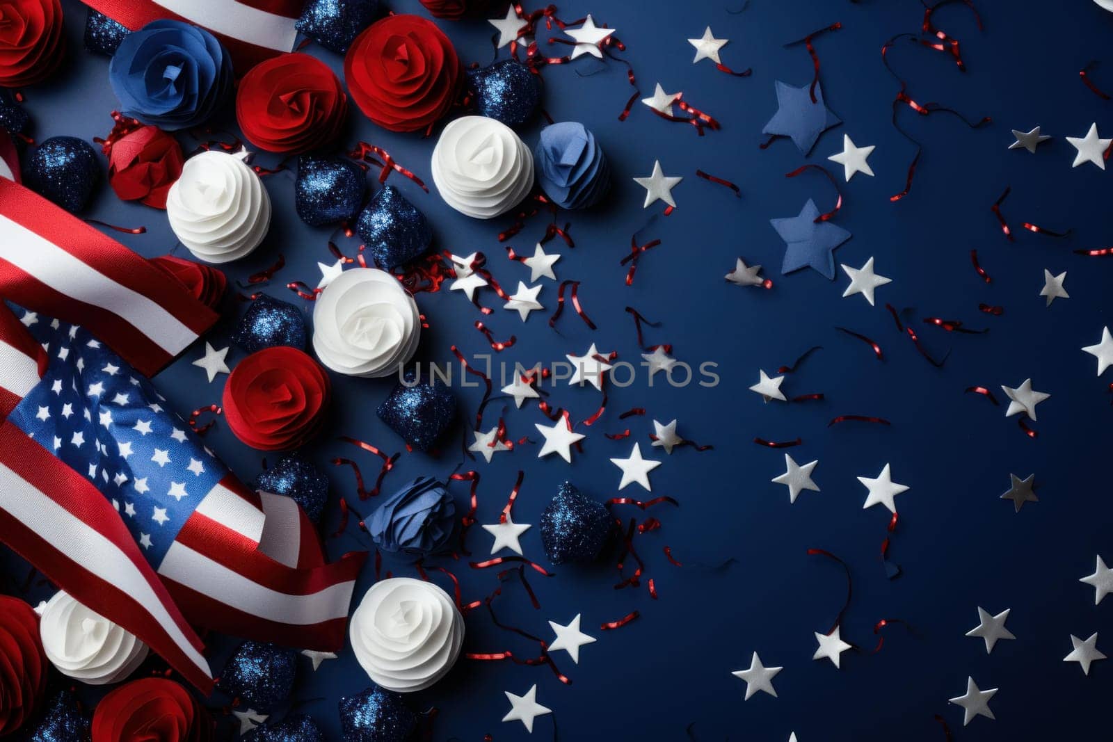 Majestic Patriotic stars glitter. National day american. Generate Ai