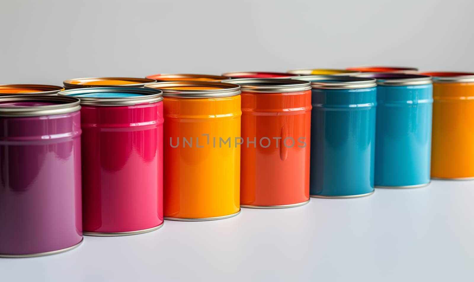 Cans of paint on a white background. by Fischeron