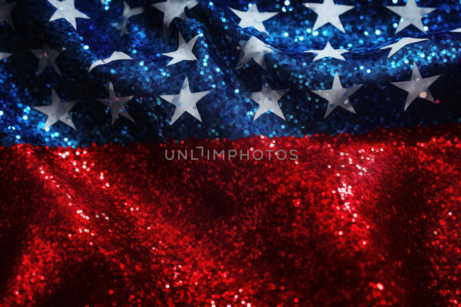 Vibrant Patriotic stars glitter background. Label star. Generate Ai