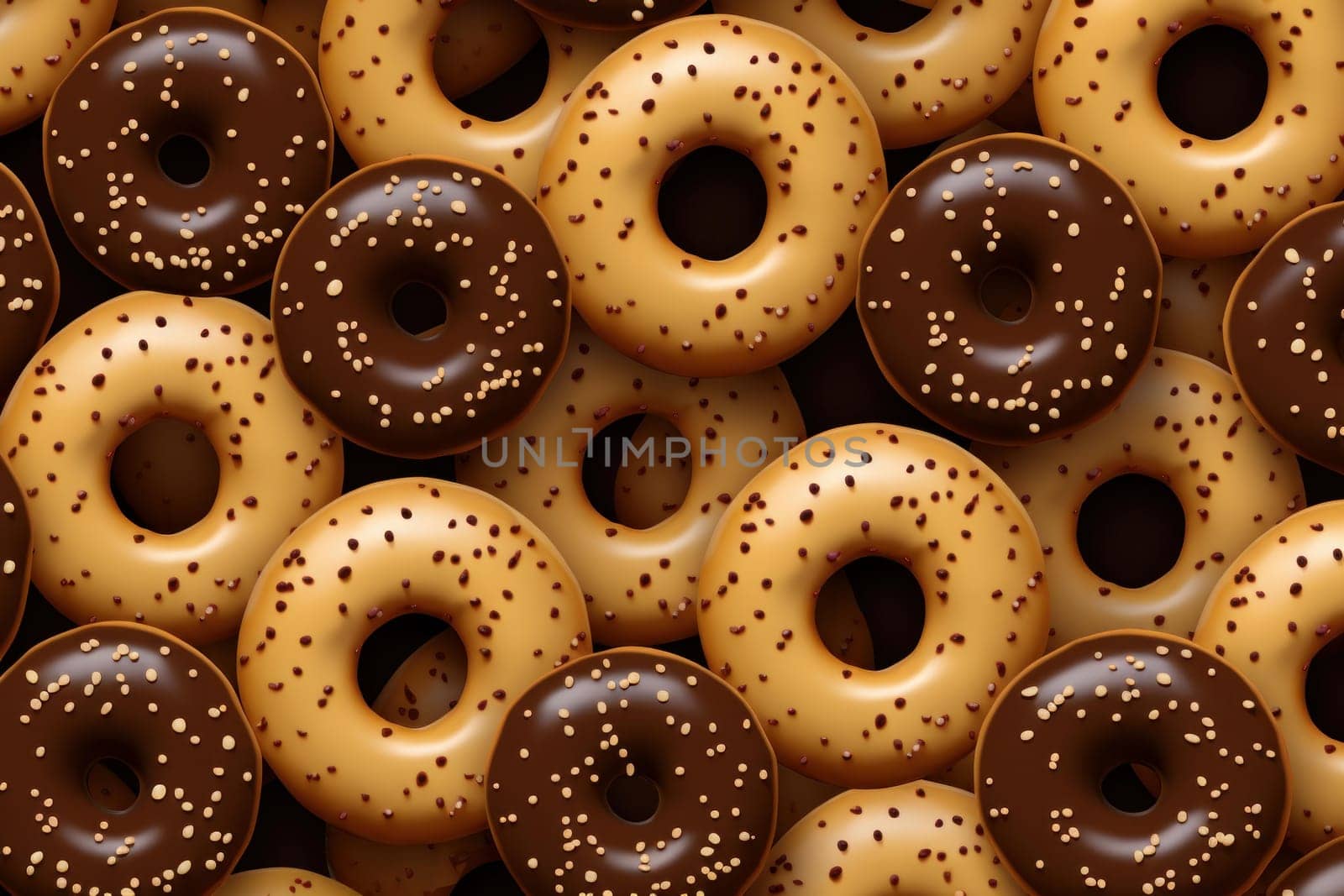 Delectable Pattern brown choco donuts. Donut tasty. Generate Ai