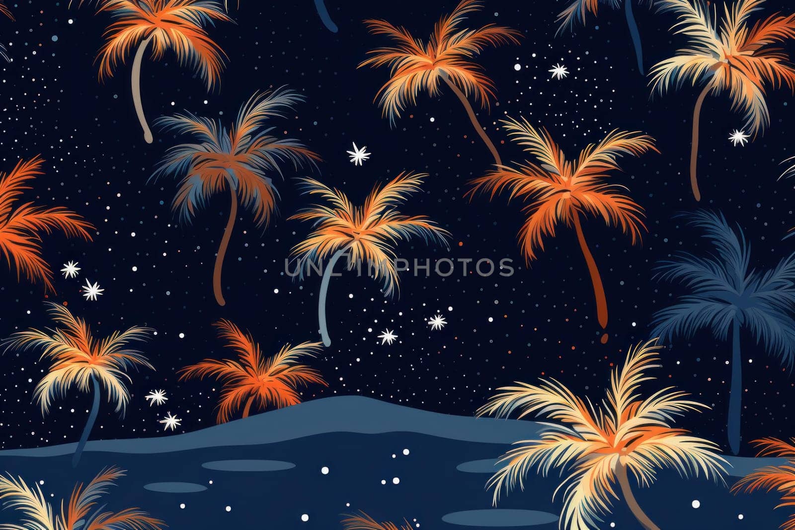 Moonlit Night beach background. Summer scene. Generate Ai