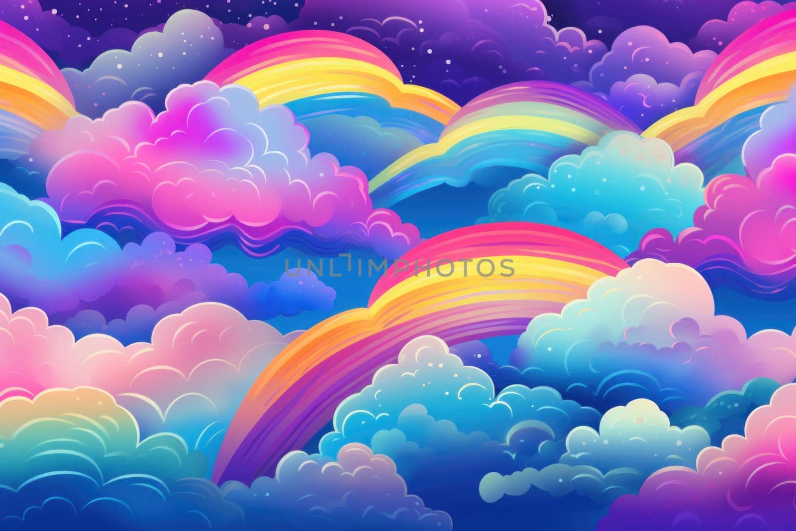 Tranquil Rainbow sky clouds nature. Day color. Generate Ai