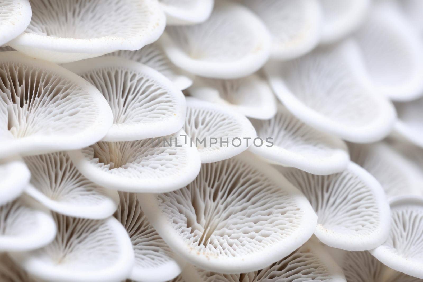 Organic White macro mushrooms food. Organic fungus. Generate Ai