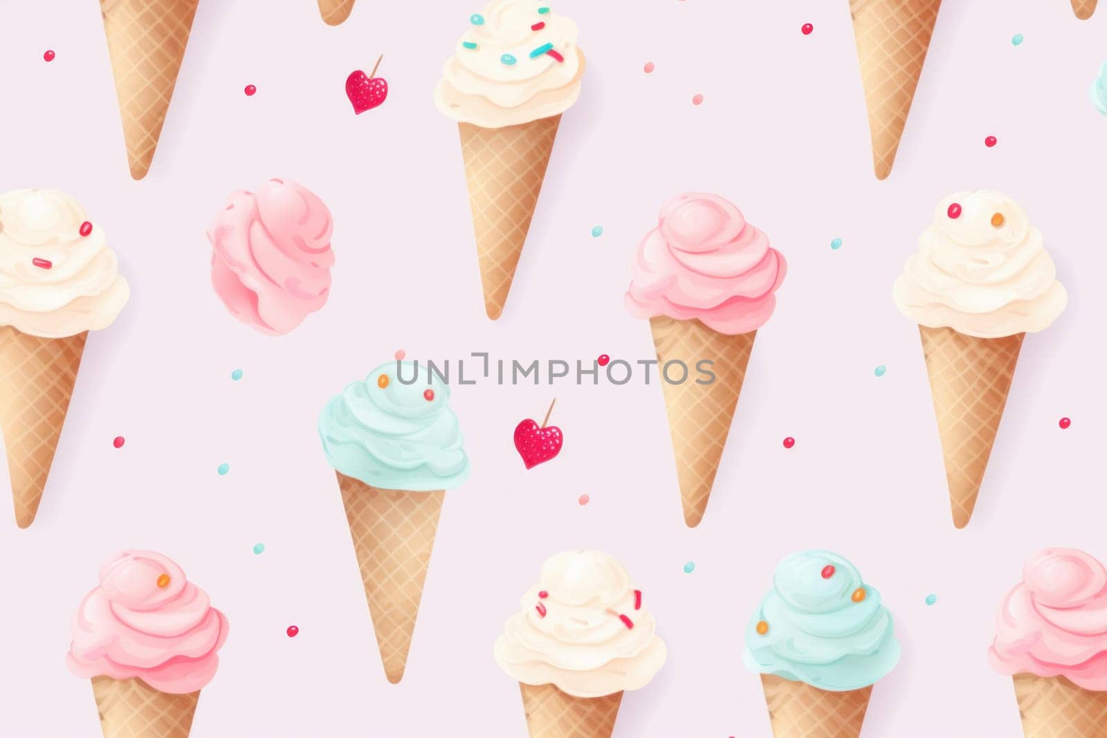 Cold White ice cream berry pattern. Generate ai by ylivdesign