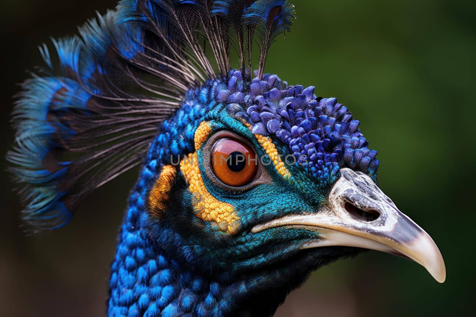 Majestic Peacock bird closeup. Parrot beauty. Generate Ai
