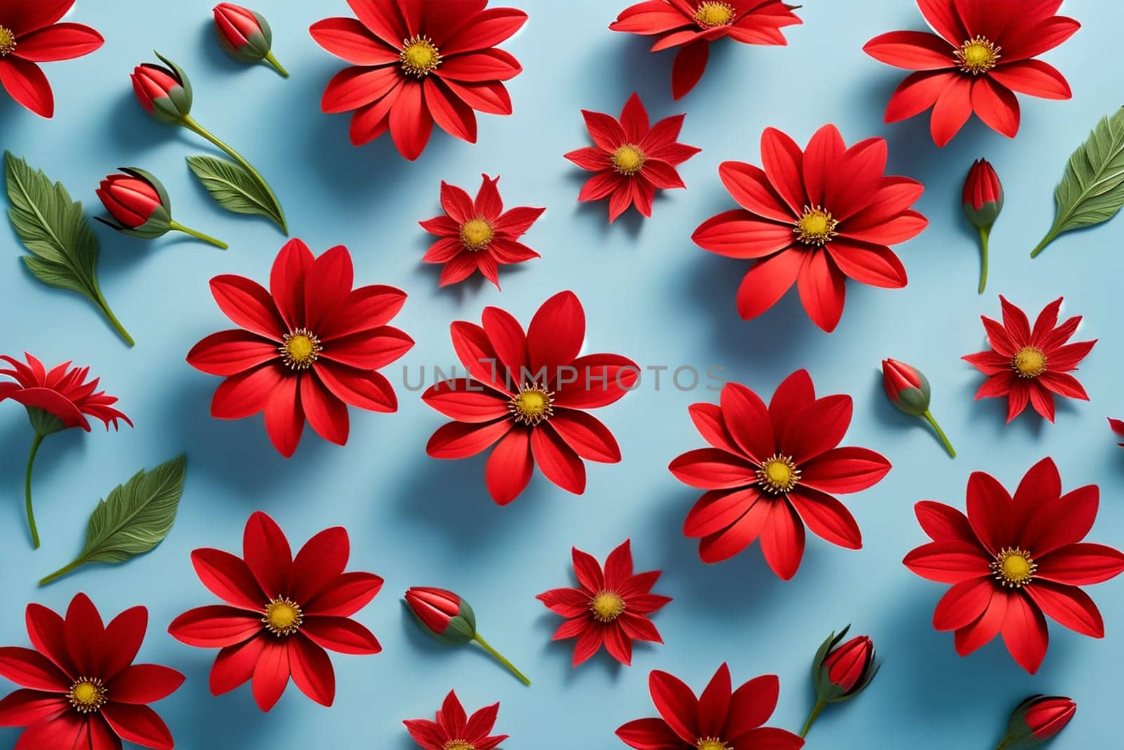 beautiful abstract background with bright flowers. AI generated image.