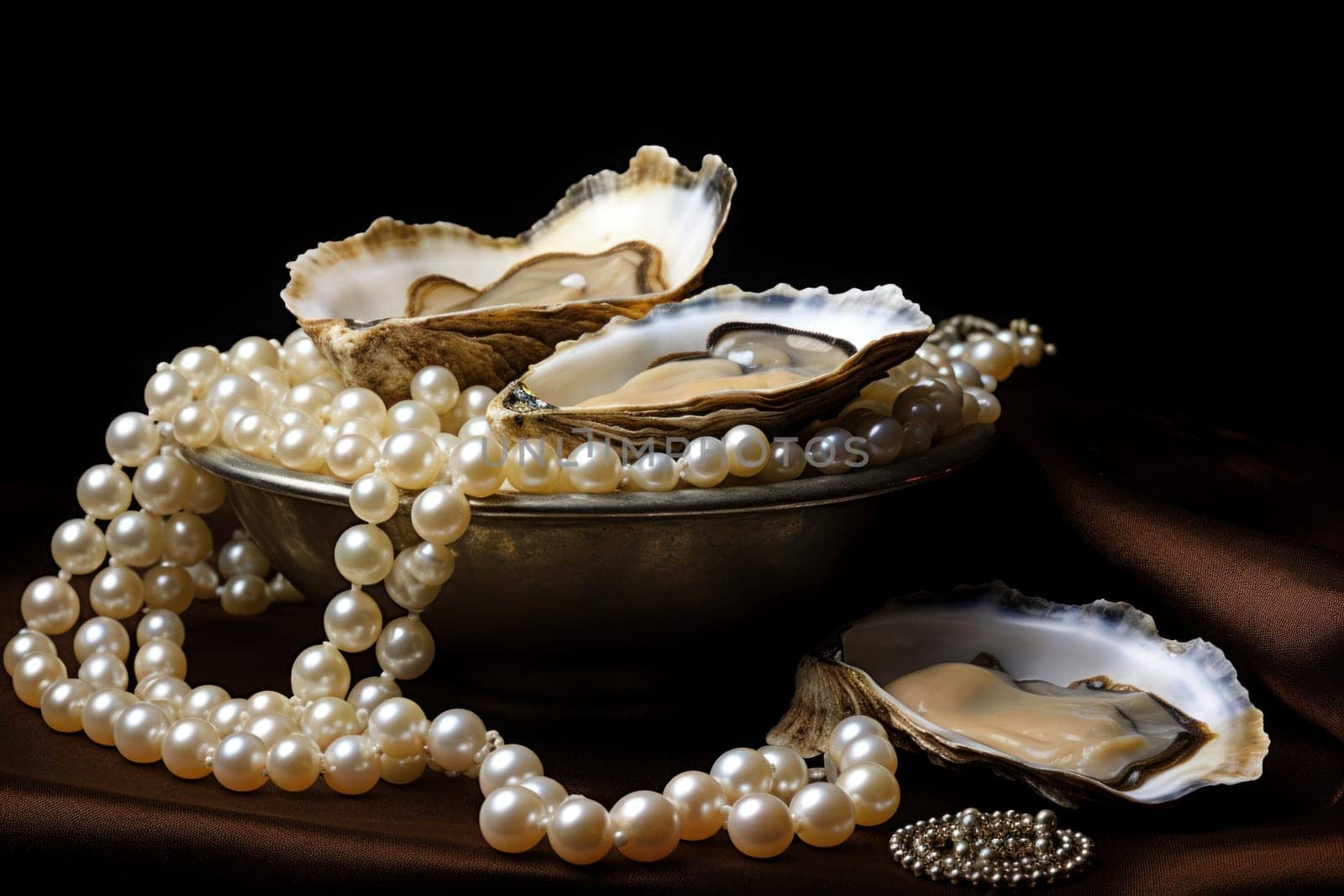 Valuable Pearls oyster treasure. Generate Ai by ylivdesign