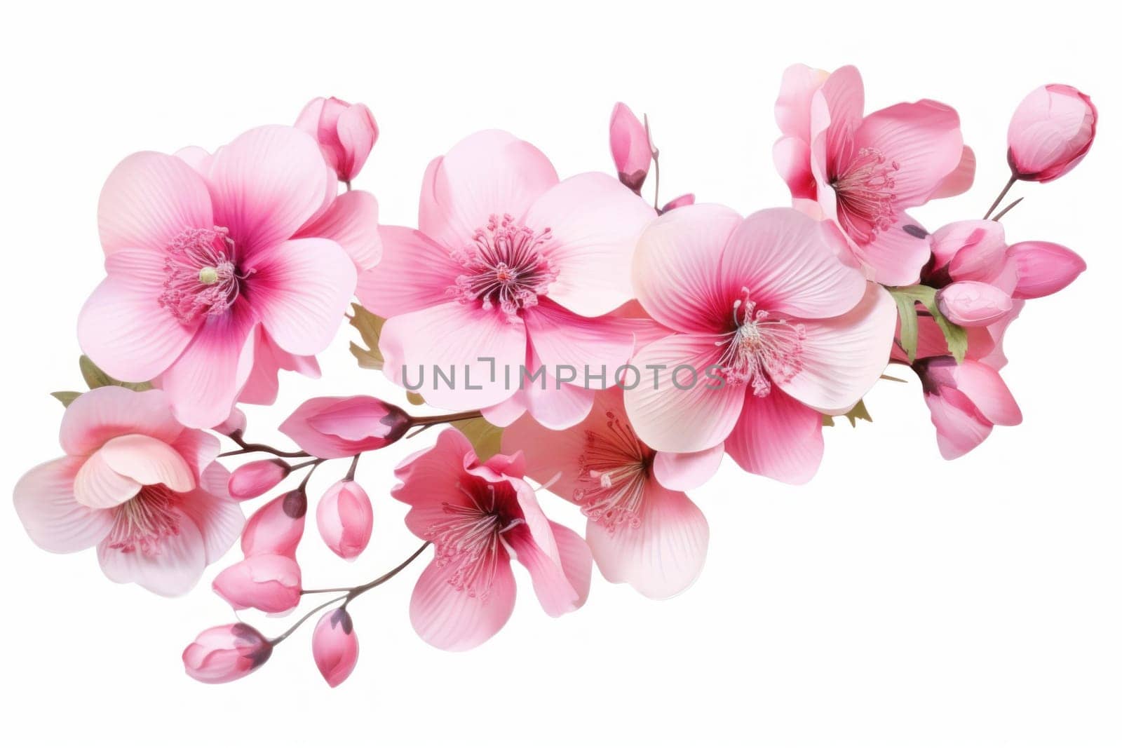Vibrant Pink flowers transparent. Botanical nature. Generate Ai