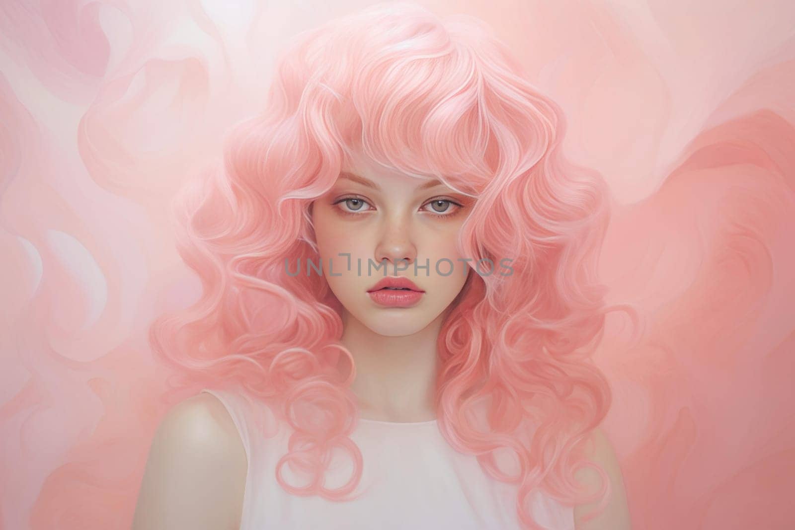 Pink delicate romantic woman. Generate Ai by ylivdesign