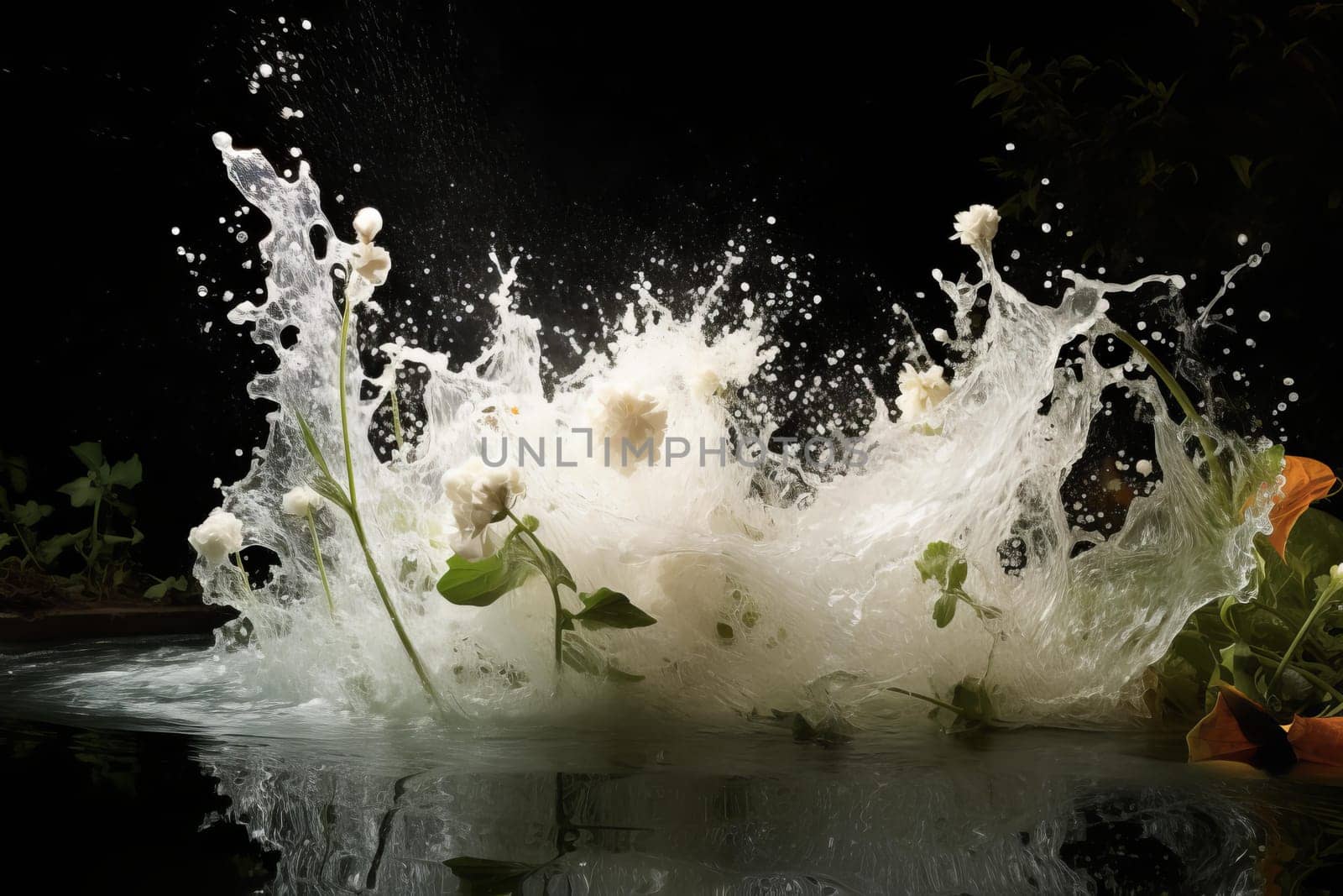 Rippling Pond calm water splash. Generate Ai by ylivdesign