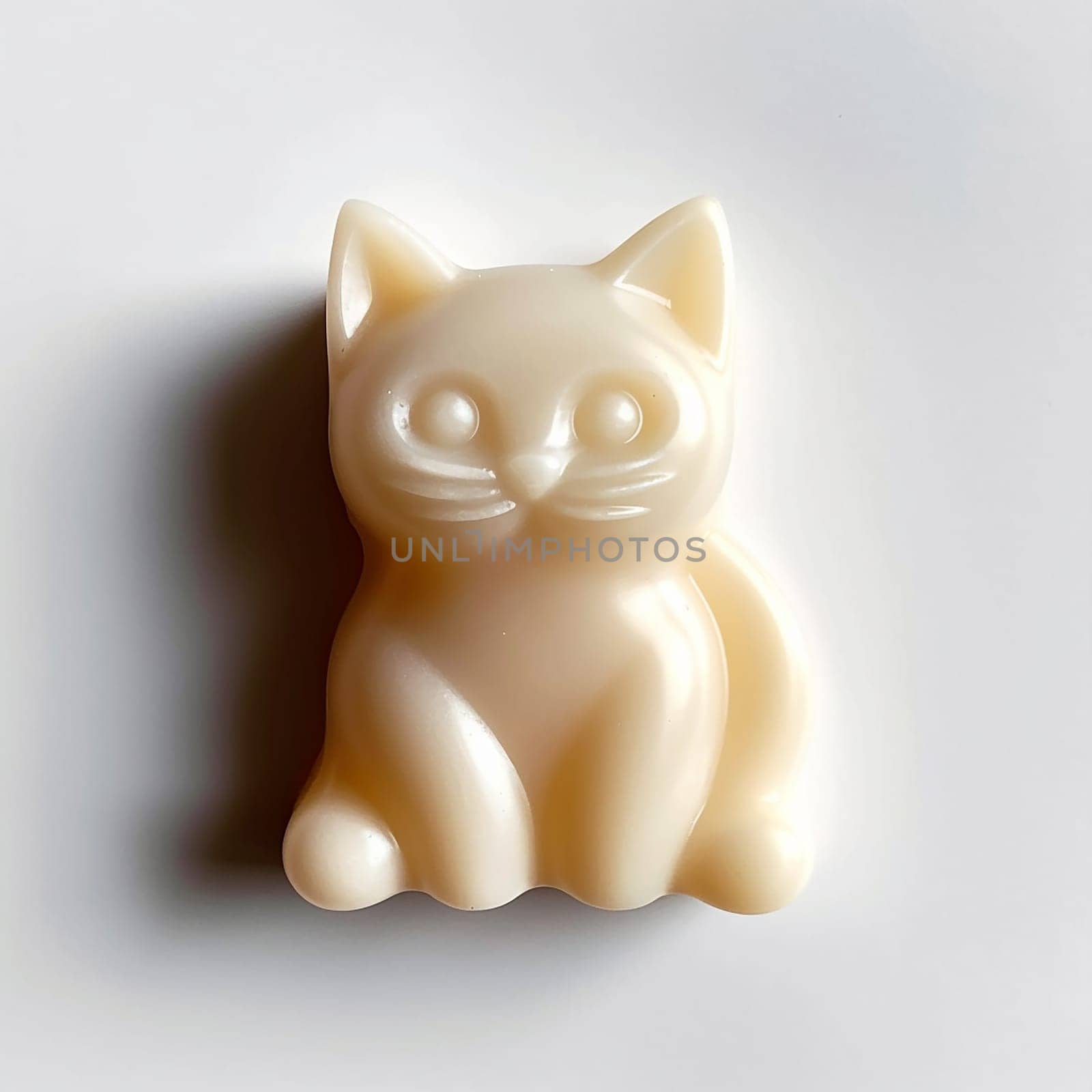 White cat-shaped figurine on a plain background.