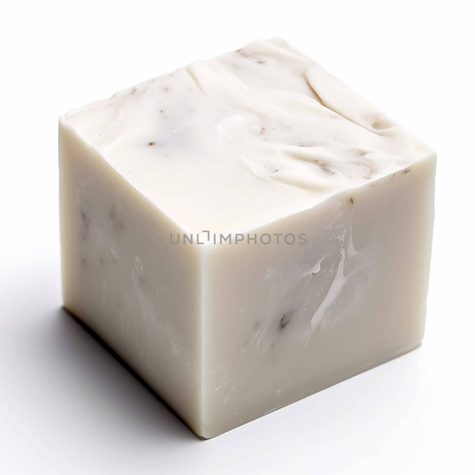 A single white marbled soap bar on a plain background.