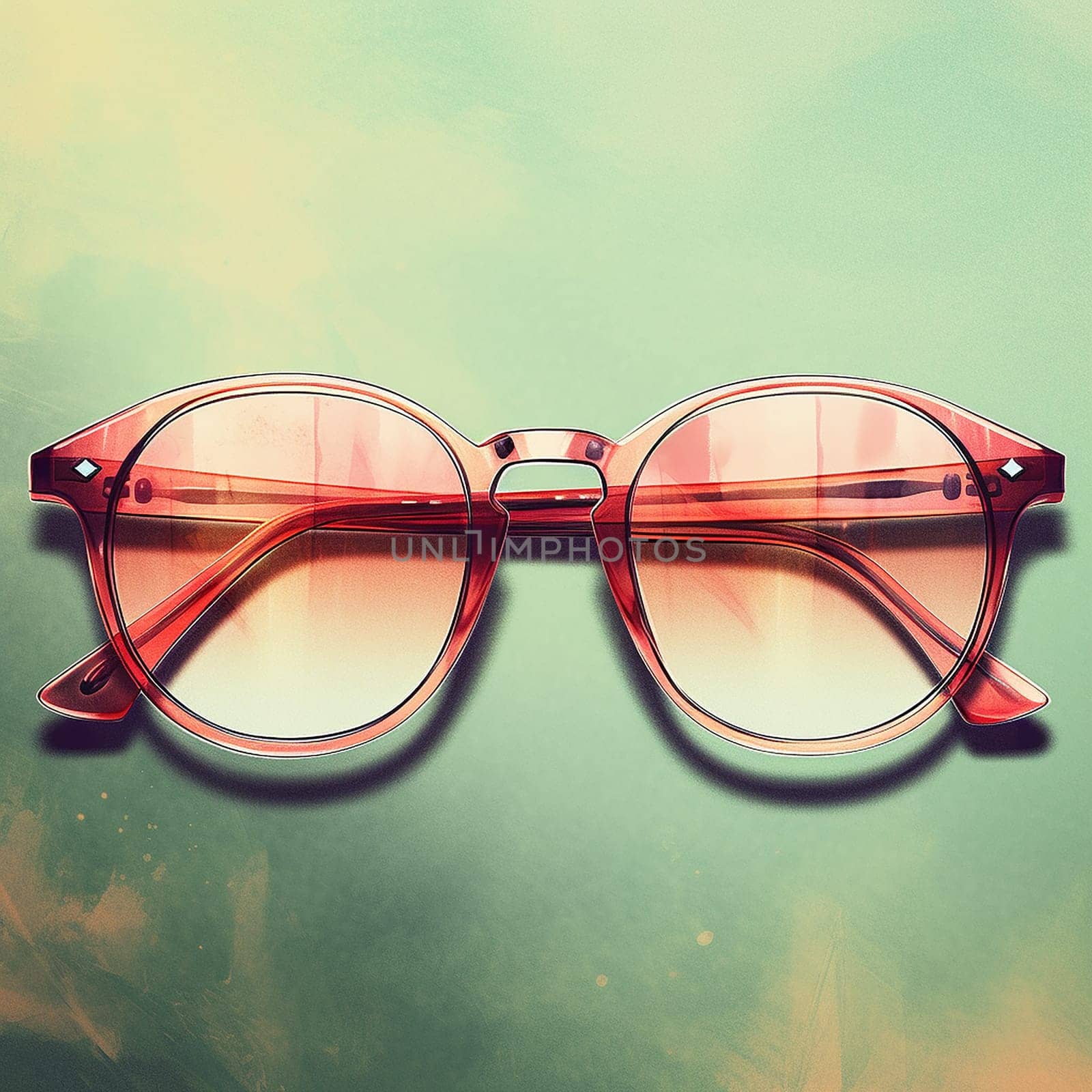 Vintage inspired red sunglasses on a turquoise background. by Hype2art