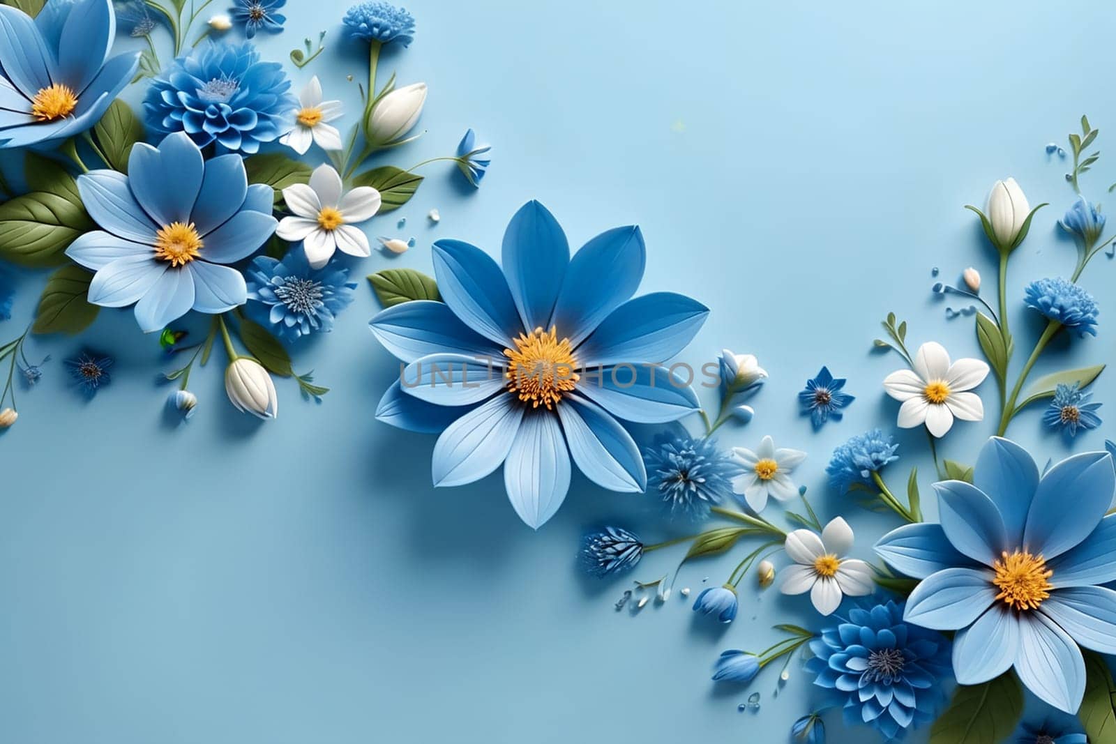 beautiful abstract background with bright flowers. AI generated image.