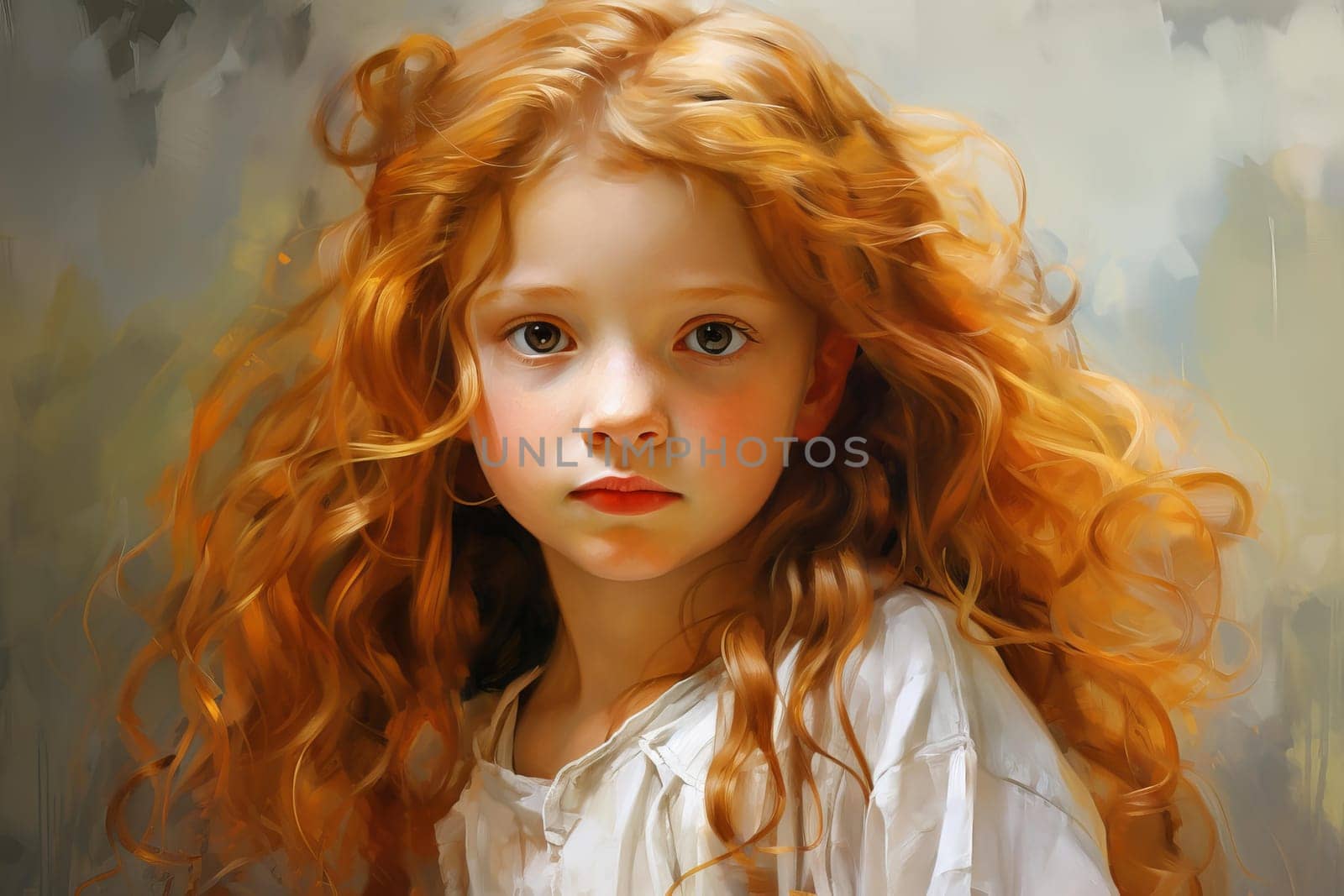 Expressive Portrait little girl. Cute child with kissing sweet face. Generate ai