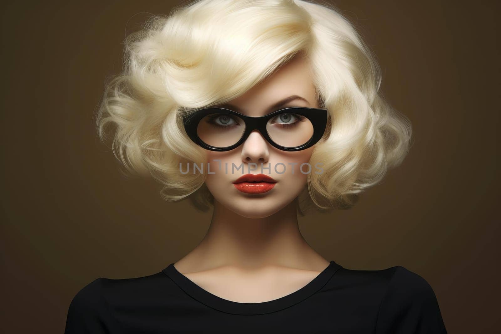 Stylish Portrait retro blondie. Fashion fun. Generate Ai