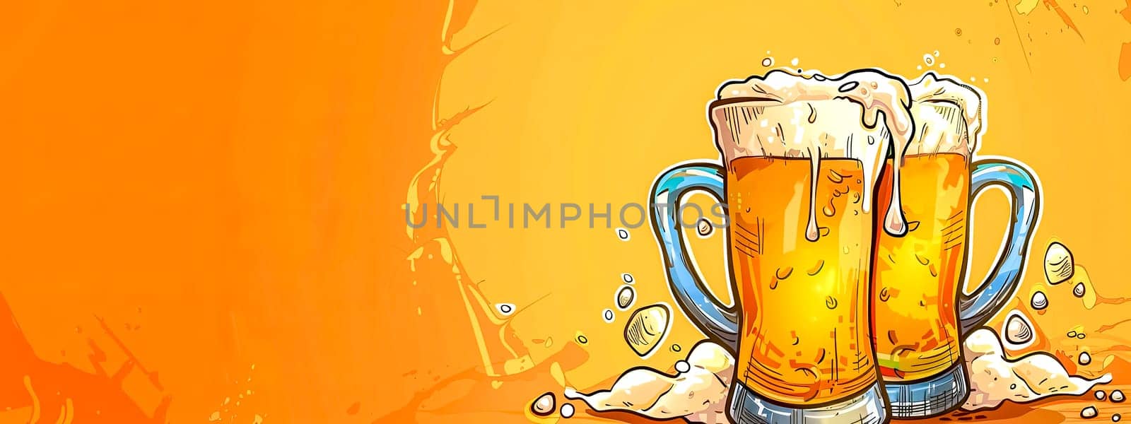 Cheers to refreshment: two beers toasting with splashes by Edophoto