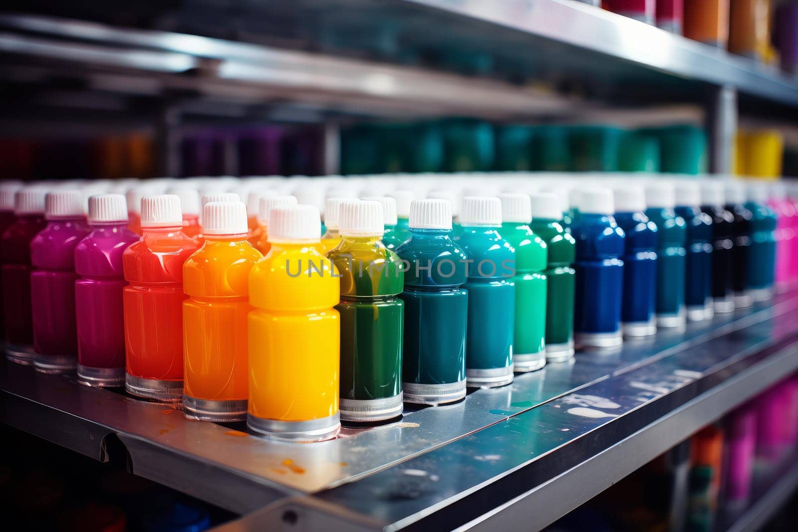 Multicolored Printer color splashes paints. Dry element. Generate Ai