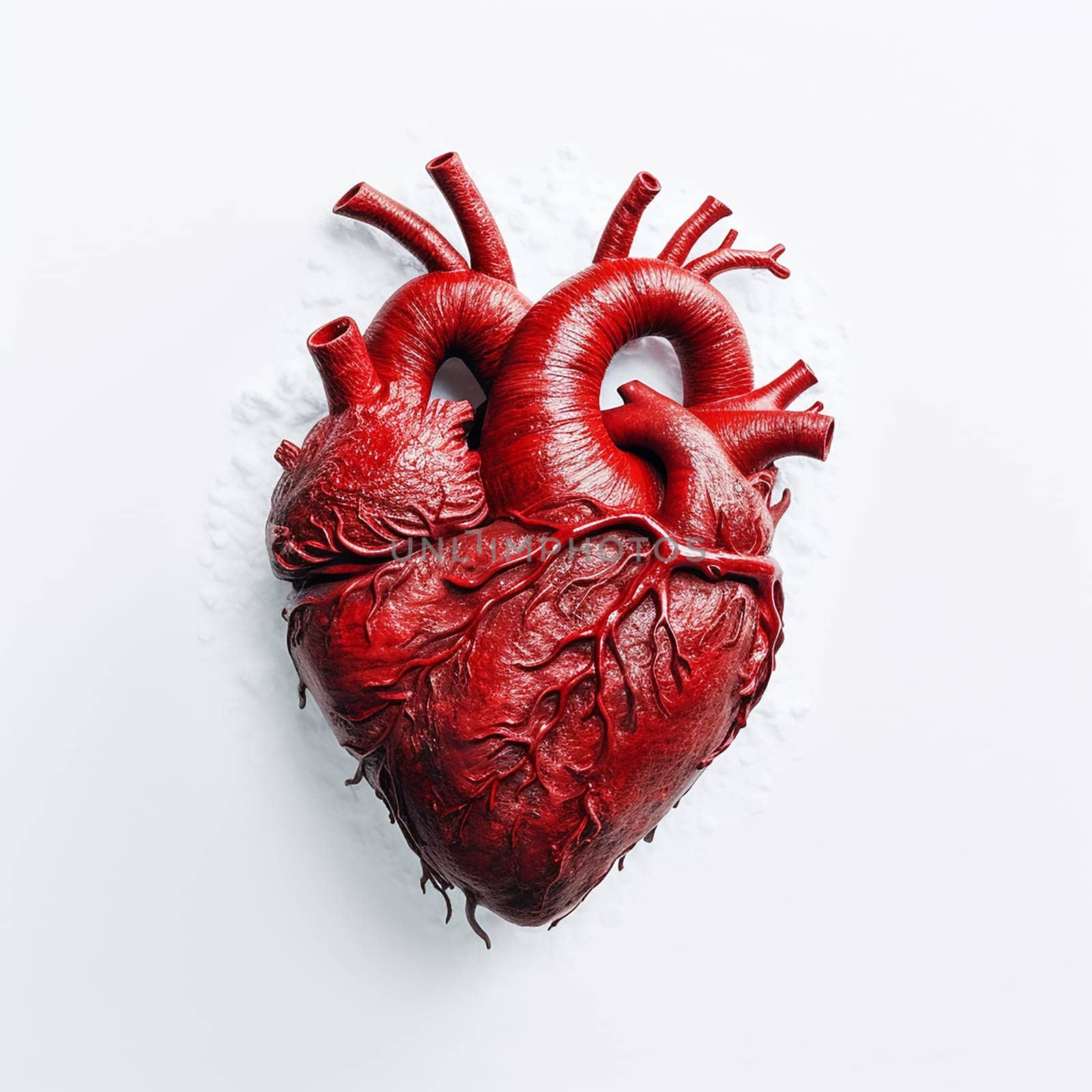 An anatomically detailed model of a human heart isolated on white background. by Hype2art