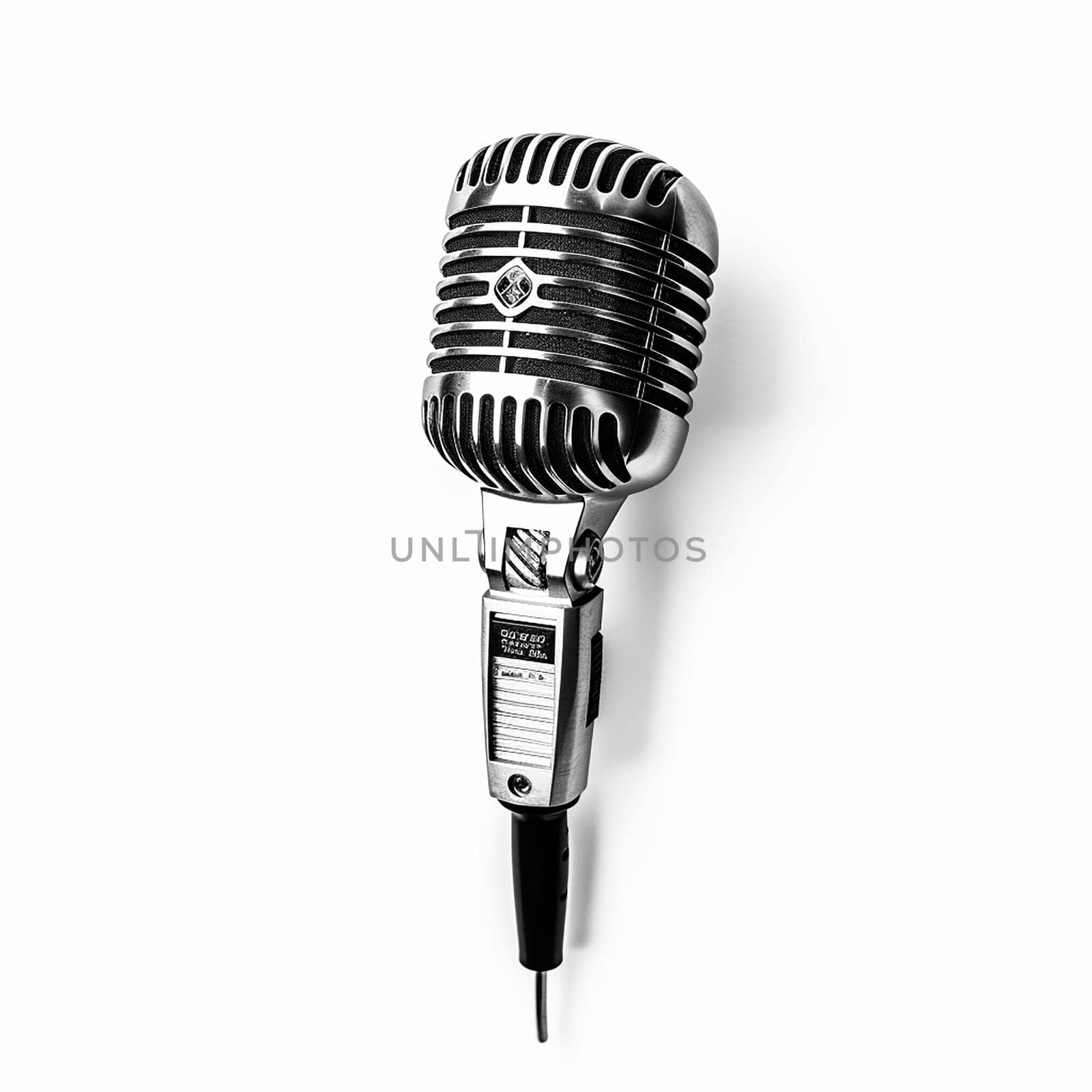 Vintage microphone on white background